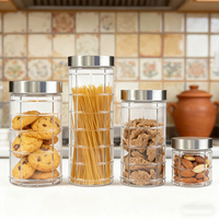Ensemble de bocaux de conservation en verre hermétiques avec couvercle en acier inoxydable de qualité alimentaire pour pâtes, biscuits, organisation de la cuisine