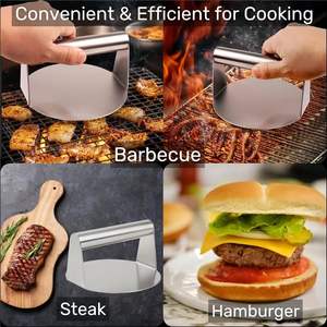 Outil de fabrication de hamburgers en acier inoxydable, gril à <span class=keywords><strong>bacon</strong></span> et presse à tortillas, outils pour hamburgers et sandwichs - Product Image 4