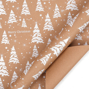Papier cadeau de Noël format 50*70 80g papier kraft flocon de neige cerf Père Noël sapin de Noël découpé et prêt à l'emploi - Product Image 4
