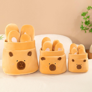 Divertido realista cuatro baguette francés encantador marrón capybara cara bolsa redonda juguetes suaves conjunto escritorio decoración algodón comida pan de felpa - Product Image 2