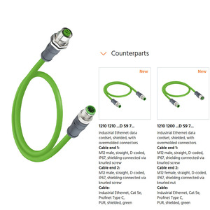 Lutronic M12 Industriële Ethernet Data Cordset Cat 5e Profinet Type C Mannelijke Rechte Vrouwelijke Rechte D-Gecodeerde Pur Groene Kabel