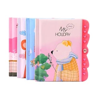 personalised cute kids school supplies paperback lockable glitter dot gird diary journal