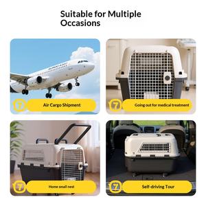 Быстрая доставка! Одобренная авиакомпаниями большая пластиковая клетка-переноска на колесах с прочным железным каркасом для собак и кошек. Распродажа! - Product Image 2