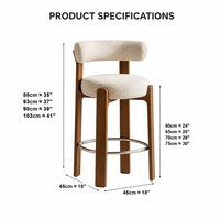 Tabouret de bar haut en bois massif, style minimaliste moderne, avec dossier et repose-pieds, style nordique, usage commercial pour hôtel