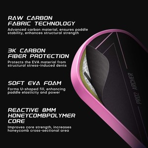 Raquette portable en fibre de carbone avec distribution de poids optimisée et poignée ergonomique pour des frappes de précision et des smash puissants et intenses - Product Image 5