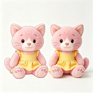 Peluche <span class=keywords><strong>chaton</strong></span> douce et moelleuse avec robe jaune sans manches, joli cadeau pour enfants, peluche chat kawaii - Product Image 1