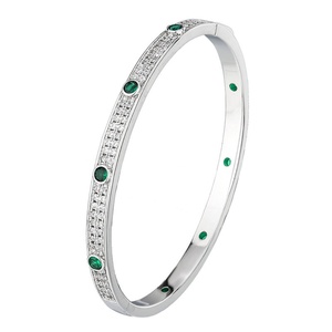 Fashionable Eco-friendly <b>Copper</b> Micro Pave Multicolor Corundum Zircon <b>Bangles</b> for Women Elegant Daily Wear - Product Image 1
