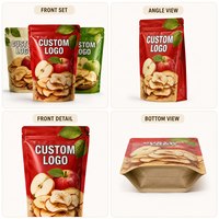 Sachet Doypack personnalisé avec logo pour chips de pommes, refermable à fermeture éclair, pour chips de fruits croustillants, finition mate