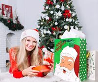 Bolsas de Regalo Navideñas Premium con Acabado Brillante y Asas de Listón en Tamaños Surtidos para Envolver Regalos Navideños