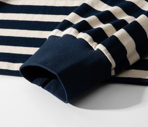 T-shirt décontracté pour <span class=keywords><strong>homme</strong></span> en coton épais à rayures blanches, style breton, tricoté à manches longues, inspiré des tenues de travail japonaises, haute qualité - Product Image 6