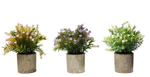 Petit Bonsaï Artificiel, Herbe Artificielle, Romarin, Ruscus, Gypsophile <span class=keywords><strong>en</strong></span> PE, Plantes <span class=keywords><strong>en</strong></span> <span class=keywords><strong>Pot</strong></span> <span class=keywords><strong>Rose</strong></span> Écologiques 22cm, Centre <span class=keywords><strong>de</strong></span> Table pour la Maison - Product Image 3