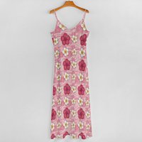 Robe longue ample à bretelles avec imprimé personnalisé style Aloha et motif de fleurs d'hibiscus, robe élégante pour femme, idéale pour les vacances