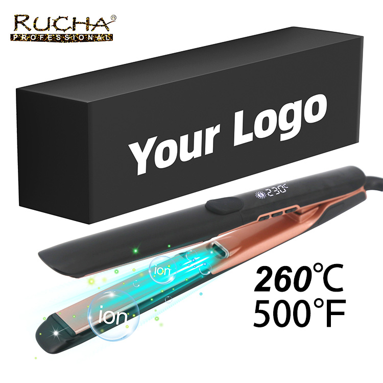 Alisador de pelo profesional de 500 grados, plancha plana con logotipo personalizado