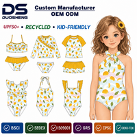 Maillot de bain une pièce pour filles à imprimé citron personnalisé, col halter, nœud papillon, colorblock, pour la plage et la piscine, fournisseur de marque privée