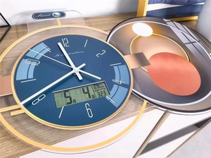 Sáng tạo mô hình hình học Bắc Âu kỹ thuật số Đồng hồ treo tường lớn LCD hiển thị cho trang trí phòng ngủ nhà - Product Image 4