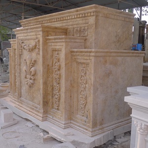 Diseño de <span class=keywords><strong>Altar</strong></span> para el Hogar en Piedra Travertino Amarilla Religiosa Tallada a Mano - Product Image 3