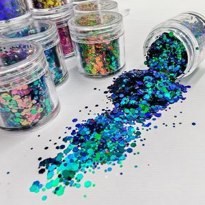 Lentejuelas Hexagonales Gruesas de Grado Cosmético con Efecto Camaleón para Resina, Vasos, Epoxi, Festivales, Maquillaje Corporal, Manualidades para el Cabello - Product Image 1