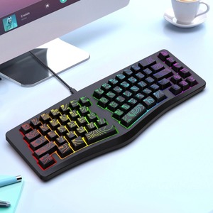 Bán Buôn Trong Kho 69-Keys RGB Ergonomic Loại C Có Dây Máy Tính Văn Phòng Chơi Game Bàn Phím 60 Phần trăm Đường Viền Dòng Màng Nhựa - Product Image 5