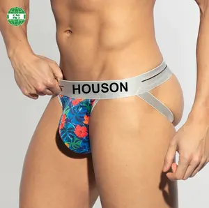 Bloemenprint Sexy Jockstraps Voor Mannen Bloemenontwerp String Met Bilriem Aangepast Met Uw Eigen Logo