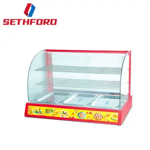 Hot Food Pizza Pie Warmer Vitrinekast Gebogen Glas Elektrische Verwarming Voedselverwarming Vitrine