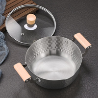 Marmite à soupe et à bouillon en acier inoxydable 304 avec couvercle en verre, doubles poignées en bois, compatible lave-vaisselle, lavage à la main uniquement, pour cuisinières à gaz et à induction