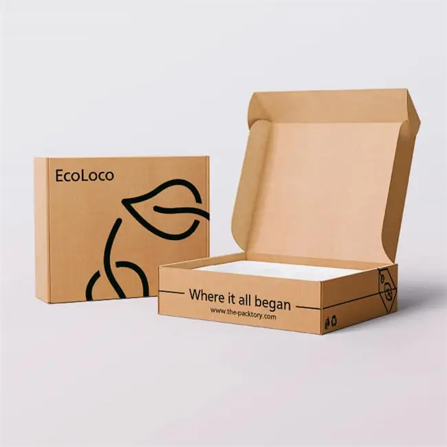 カスタム印刷ロゴ環境にやさしい茶色のクラフト紙長方形電子フルート段ボールメーラー配送ボックス包装