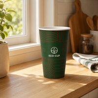 Gobelet en papier monocouche, 22 oz, matériau alimentaire biodégradable avec revêtement PE, couleur personnalisée, logo, couvercle assorti
