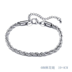 สร้อยข้อมือสแตนเลสสตีลสีเงินแบบเรียบหรูสำหรับทุกเพศทุกวัย ดีไซน์เรขาคณิตทันสมัย ประดับด้วยหินสวยงาม เหมาะเป็นของขวัญ ปี 2026 - Product Image 4