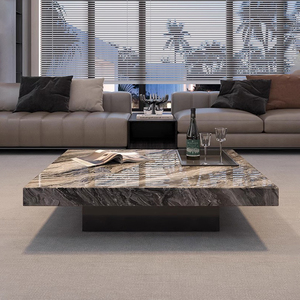 Bàn cà phê bằng đá cẩm thạch Hiện Đại Kiểu dáng đẹp với kết thúc bóng và khay tích hợp đồ nội thất bằng kim loại bền phong cách trang trí phòng khách - Product Image 4