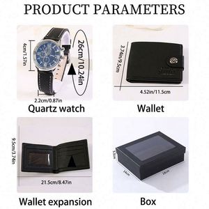 Coffret Cadeau Promotionnel Luxe Léger en Cuir Écologique pour Homme : Portefeuille, Montre, Ceinture – Idéal Souvenir d'Affaires, Noël, Saint-Valentin - Product Image 2