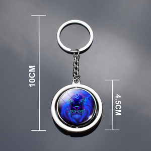 Llavero de Metal con Cristal Giratorio de Alta Calidad con Diseño de los 12 Signos <span class=keywords><strong>del</strong></span> Zodiaco en Cúpula de Cristal - Product Image 5