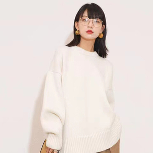 Maglione Morbido e Cremoso ~ Collo Tondo 100% <span class=keywords><strong>Cashmere</strong></span>, Maglione da <span class=keywords><strong>Donna</strong></span> Spesso e Voluminoso, Personalizzabile - Product Image 2