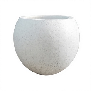 Maceta Minimalista de Cemento Blanco para Jardín Exterior, con Orificio de Drenaje, Diseño Circular de Terrazo para Flores y Plantas Verdes - Product Image 4