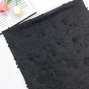 Tela de encaje bordada 3D de lujo al por mayor, negra, sexy, de poliéster/algodón, con malla de voile Chantilly y cordón, para <span class=keywords><strong>ropa</strong></span> interior, textiles del hogar y bolsos. - Product Image 2