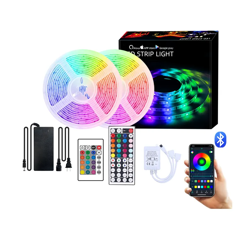 Outdoor for bedroom remote flexible wifi controller addressable waterproof 12v rgb led lights 5050 strip