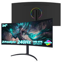 Monitor Profesional para Juegos de Oficina sin Bordes de 34 Pulgadas, 240Hz, WQHD, Panel IPS, Baja Latencia, Alto Rendimiento, Adaptive Sync