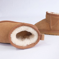 Bottes de neige courtes classiques pour enfants, modèle parent-enfant, en fausse fourrure de mouton véritable, chaudes, épaisses et antidérapantes pour garçons et filles