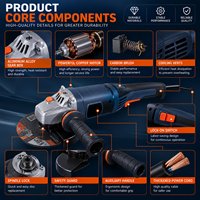Meuleuse d'angle sans balais 230 mm 2600 W 8000 tr/min, électrique filaire portative, ODM OEM professionnelle pour la fabrication métallique et le décapage de la rouille