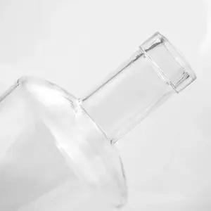 Wholesale 500ml 700ml Customized Logo Shape Empty Clear Rum Liquor Glass Spirit Bottles With Corks