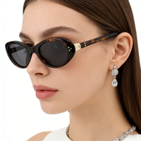 Gafas de Sol Ovaladas Delgadas de Acetato de Diseño de Lujo con Logotipo Personalizado al por Mayor para Mujer, Lentes Degradadas Ojo de Gato, Puntos Dorados, Gafas Vintage OEM ODM
