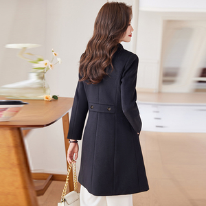 Otoño/Invierno <span class=keywords><strong>Abrigo</strong></span> clásico <span class=keywords><strong>de</strong></span> lana con doble botonadura <span class=keywords><strong>Abrigo</strong></span> largo <span class=keywords><strong>de</strong></span> lana para mujer - Product Image 2