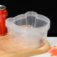 Lonchera Transparente para Niños con Forma de Oso PP5, con Tapa, 770 ml, Contenedor Transparente para Almacenamiento de Alimentos, Apto para Microondas, a Prueba de Fugas, con Diseño de Dibujos Animados