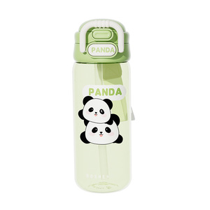 Grande et petite tasse à boire double en plastique, style panda, à boire directement, corps de dessin animé, portable, avec boucle, pour enfants - Product Image 5