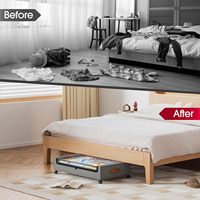 Boîte de rangement sous le lit Conteneur de rangement domestique avec roues Assemblage sans outil Boîte de rangement pliable pour chaussures avec couvercle
