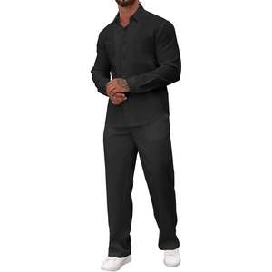 Pantalones de yoga con cordón de playa informales de lino y algodón de verano para hombre 2025 - Product Image 1