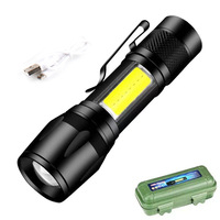 Senter Led dapat diisi ulang daya USB Mini tahan air luar ruangan senter isi ulang kuat aluminium Aloi untuk pencarian rumah tangga mobil