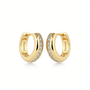 Orecchini a Cerchio DiamondE in Oro Massiccio 18K con Diamanti, Oro Rosa, Taglio Brillante Rotondo, Stile Classico per Uso Quotidiano Femminile - Product Image 1