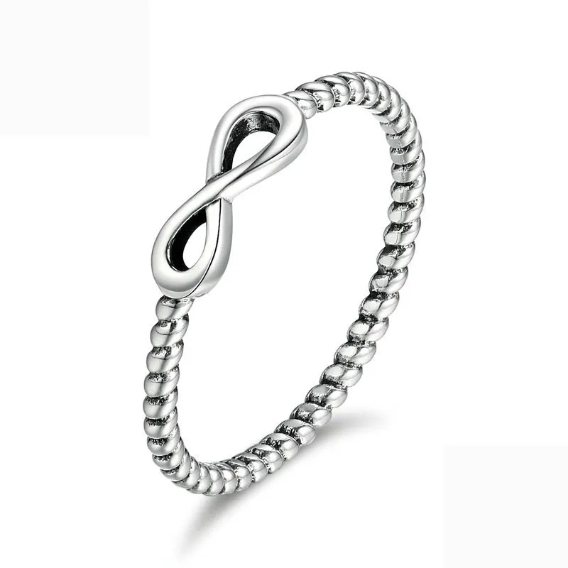 925 Sterling Silver Twist Band cincin desainer cincin tak terbatas untuk wanita