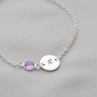 Bracelets personnalisés en acier inoxydable en argent et or Disque 12 couleurs Facet Pierres de naissance Charm Bracelets initiaux