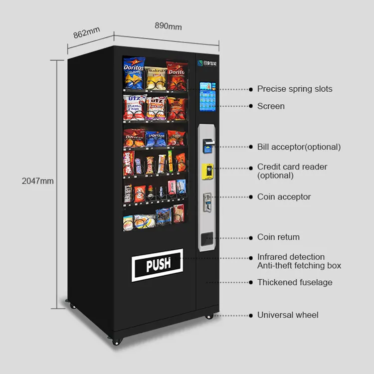 Nouvelle arrivée de distributeurs automatiques intelligents Distributeur automatique de boissons en bouteille Distributeur automatique de collations